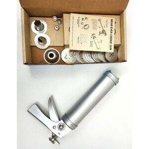 Vintage Wear-Ever Aluminum Cookie Gun in Original Box with Tips and Discs